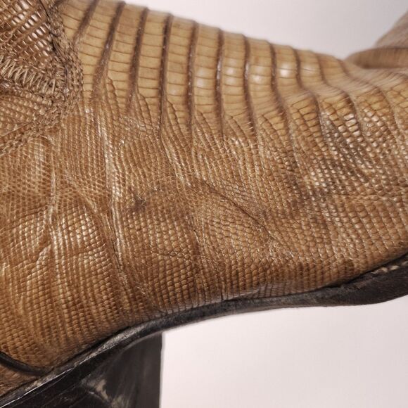 Vtg Laramie Leather Western Cowboy Boot Handmade Patchwork Lizard Brown Sz 6 D - Picture 8 of 11